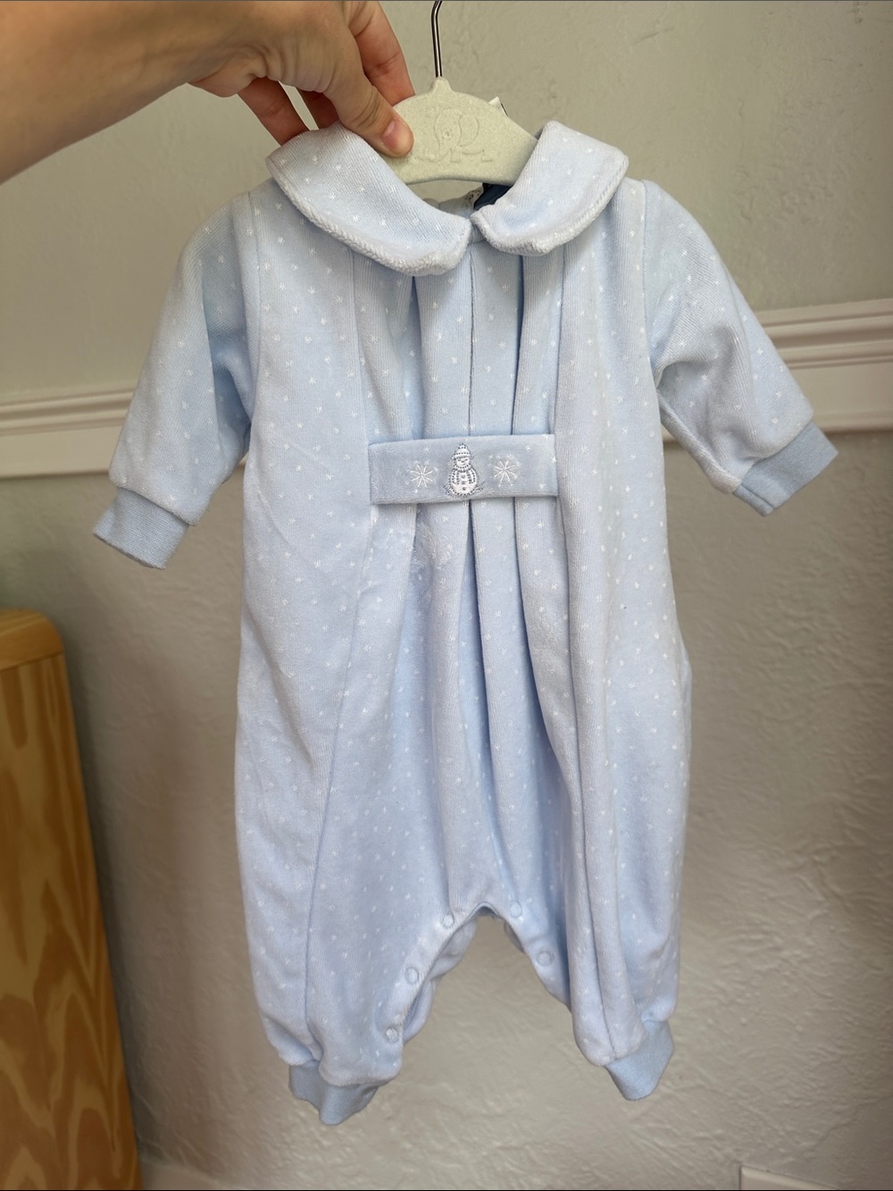 Classic Light Blue Peter Pan Collar Footie One-Piece